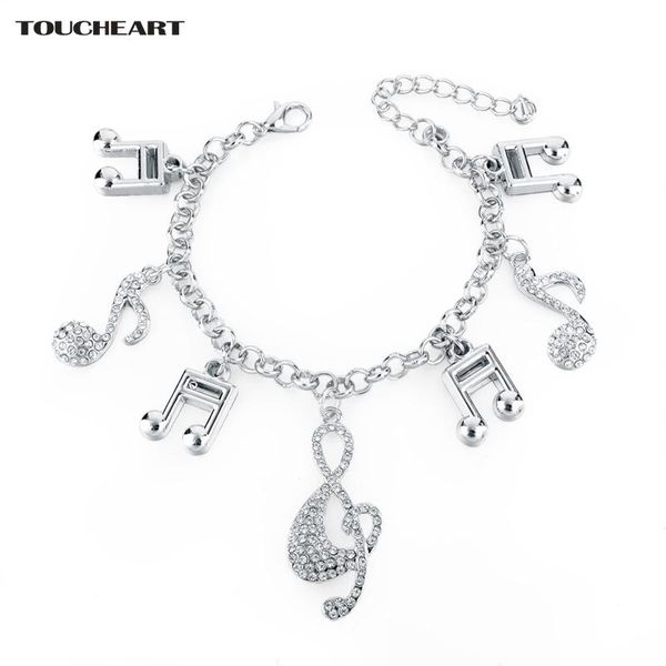 

link, chain toucheart gold crystal musical note charm bracelets bangle for women silver couple vintage jewelry adjustable bracelet sbr160020, Black