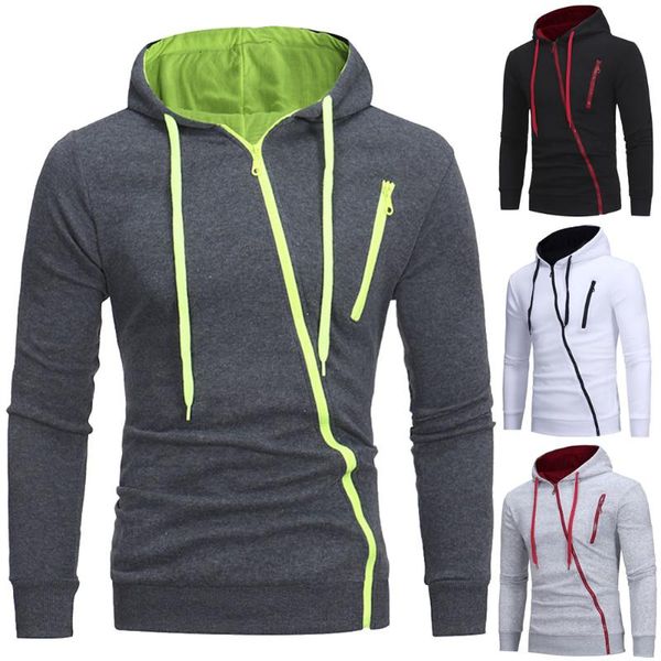 

men's hoodies & sweatshirts 2021 hoodie men spring casual solid long sleeve mens slim zipper hoody sweatshirt hooded streetwear, Black