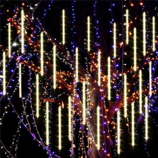 

strings 348 leds meteor shower rain tube led string light 50cm 8 falling drop icicle fariy for christmas tree halloween