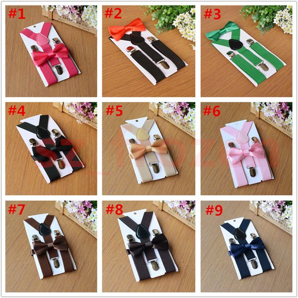 

27 colors kids suspenders bow tie set for 1-10t baby braces elastic y-back boys girls suspenders accessories, Black