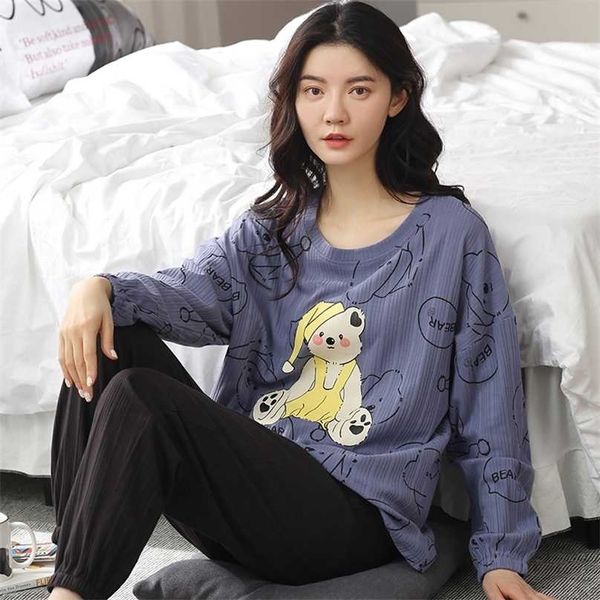 

l xl xxl xxxl 4xl 5xl women pajamas sets cute animal girls sleepwear women's pijamas suit home clothes larger pyjama femme 211106, Black;red
