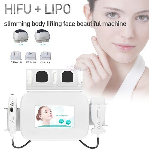 Corpo portatile Liposonix che dimagrisce HIFU Lifting facciale ad ultrasuoni focalizzato ad alta intensità 2 IN 1 Macchina per la rimozione delle rughe Attrezzatura liposonica per il sollevamento della pelle