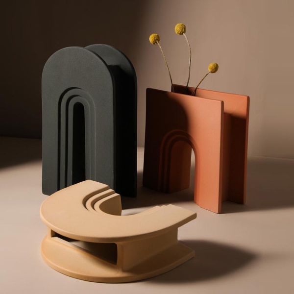 

nordic morandi ceramic flower vases figurines arch for pots modern table art creative living room decoration accessories