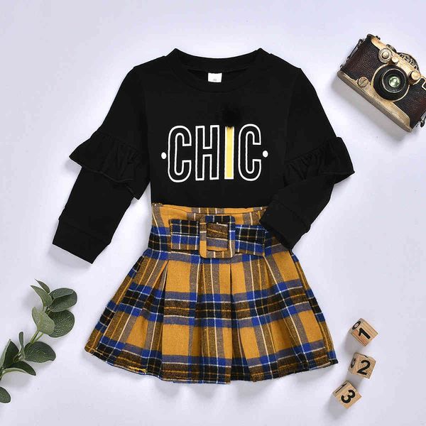 

new spring and autumn skirt two-piece set of small medium-sized girls' foreign style children fashion baby girl long sleeve, White
