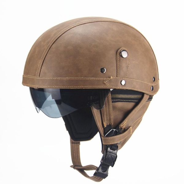 

motorcycle helmets helmet leather open face half retro moto summer casco