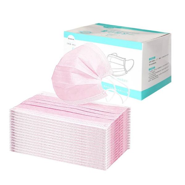

other event & party supplies 50 pink adlut disposable face mask fashion 3 layer non-woven fabric masks mouth cover headband masques mascaril