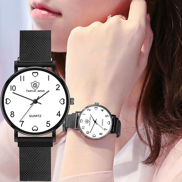 

wristwatches beautiful women watches charm heart ultra-thin quartz mesh strap minimalism trendy wristwatch relogio feminino simple clock, Slivery;brown