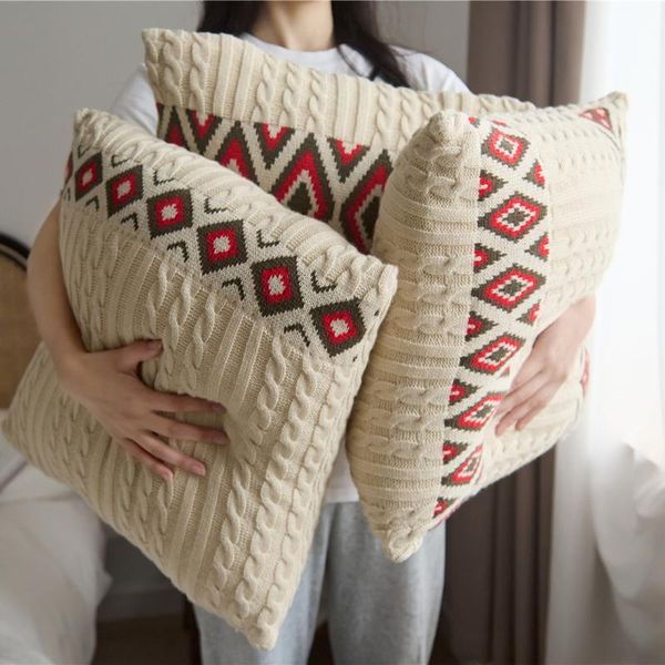 

pillow knitted acrylic rice white checked throw dakimakura covers decorative pillowcase 45Ã45cm