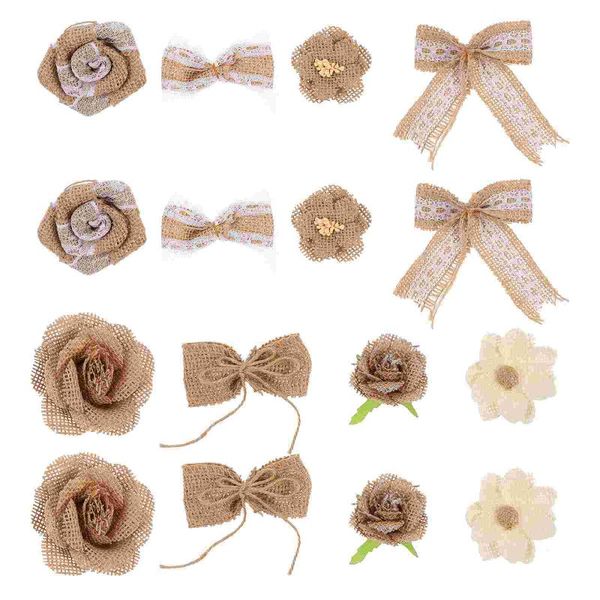 

tapestries 16pcs xmas flower burlap fake bow knot table setting floral decoration