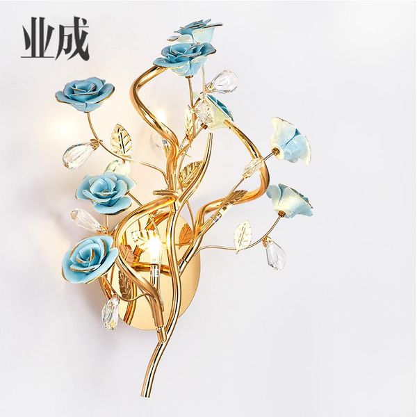 

wall lamp french living room ceramic american garden flower bedroom bedside simple background