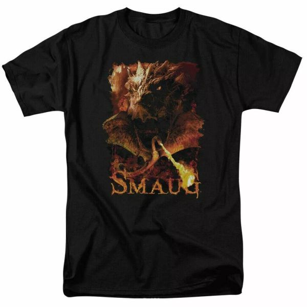 

the hobbit smolder t shirt mens licensed fantasy movie tee smaug black, White;black