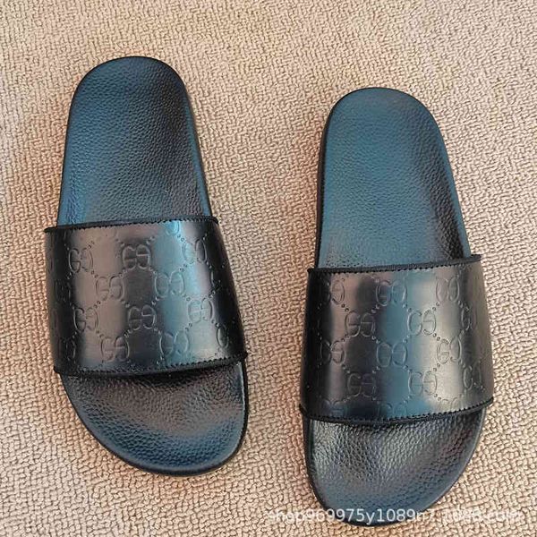 

slippers men leather beach shoes fashion bee zlh, Black