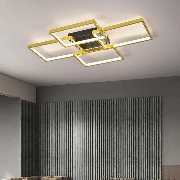 

chandeliers modern led gold square ceiling lamp for living room dining kitchen aluminum decoration creative chandelier light indoor fixture
