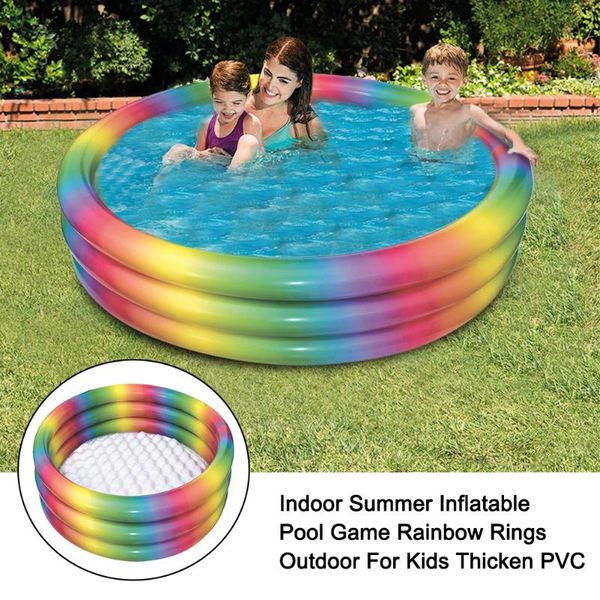 

pool & accessories garden summer rainbow rings for kids home family indoor outdoor thicken pvc inflatable swimming water toys fun party game