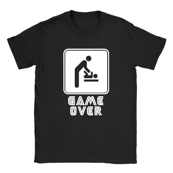 

game over mens t-shirt funny new dad daddy gift present top, White;black