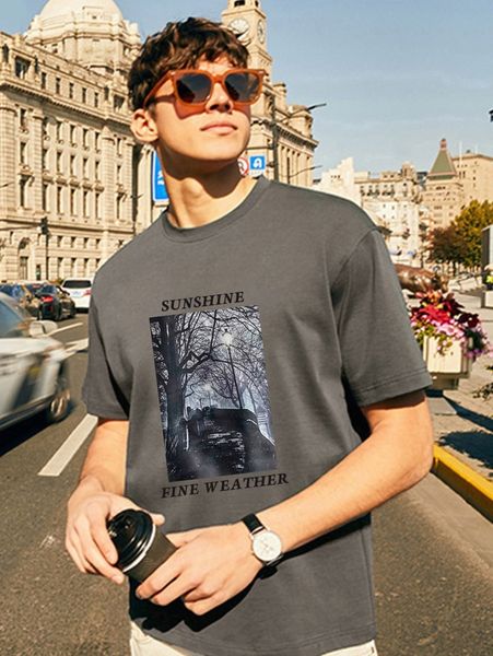 

men letter & picture print tee p2fj#, White;black