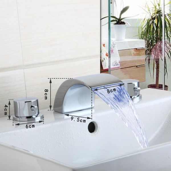 

bathroom sink faucets torayvino bathtub led faucet 3 pcs basin waterfall water flow tap chrome finish mixer
