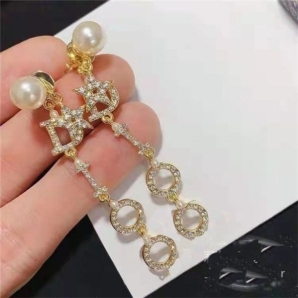 

special offer designer jewelry star letter rhinestone long tassel fashion personality earrings s925 silver needle ear jewelry women g9mw