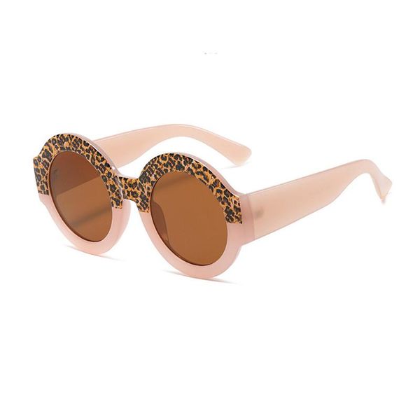 

outdoor eyewear leopard print 2021 round sunglasses women pc lens female oversized stylish big frame punk eyeglasses