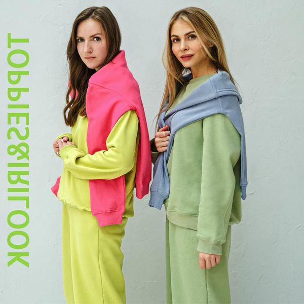 

women's two piece pants casual oversized ies set woman suit female tracksuit pant o-neck sweatshirts white sweatpants