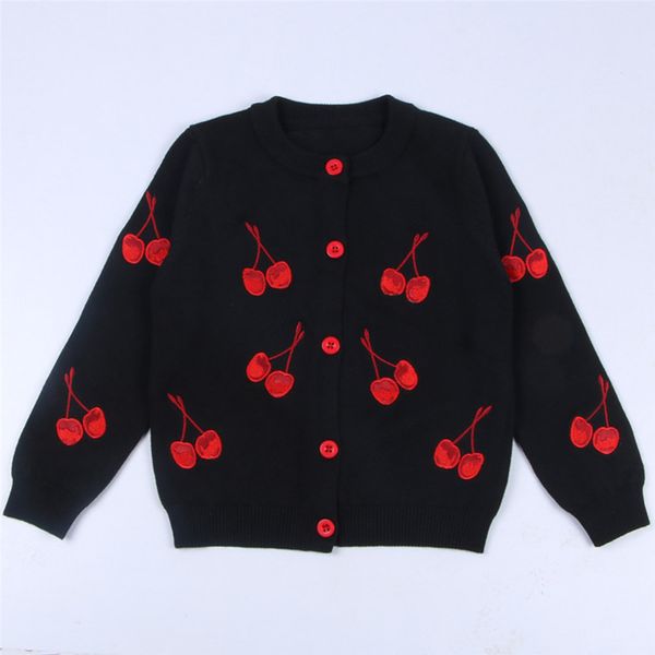 

1-6yrs baby boys girls cherry embroidery cardigan coat children clothing long sleeve knitted kids 210429, Blue