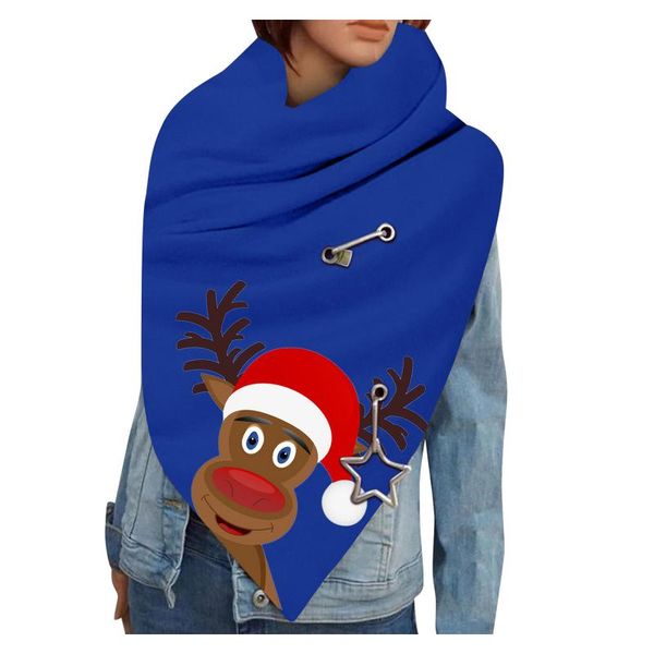 

women's scarves fashion vintage cute patchwork winter warm shawls stitch printing button wrap soft casual #116, Blue;gray