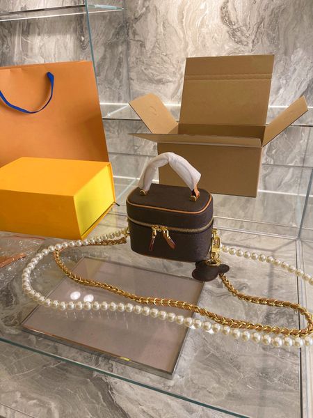 

shoulder bags classic lady wallet handbag fashion leather women pearl crossbody chain bag with box wholesale