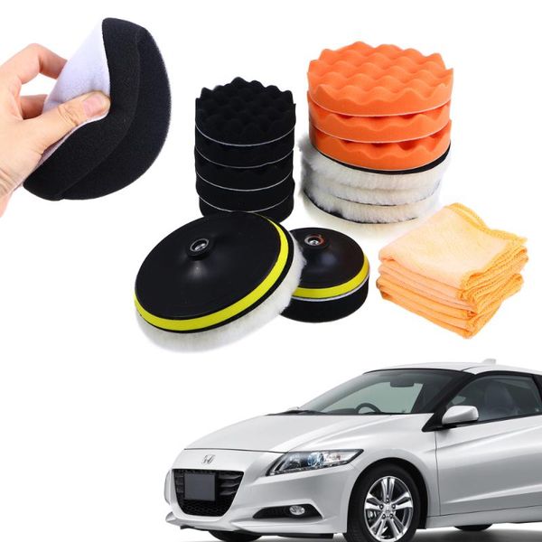 

care products 20pcs buffing sponge polishing pad self-adhesive disc wool wax sanding kit for car (4pcs towels, 9pcs sponges