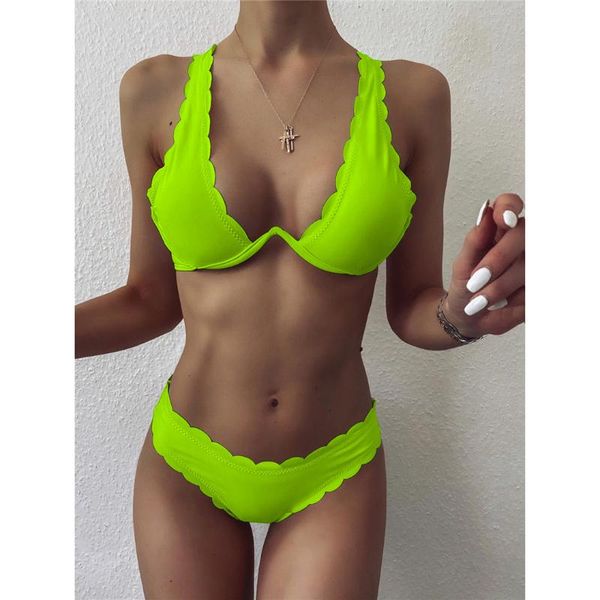 

v-bar underwired bra cup bikini 2021 women swimwear female swimsuit two-pieces set v wire bather bathing suit one-piece suits