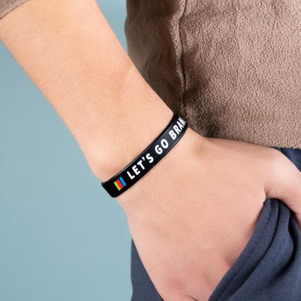 

bangle lets go brandon funny rubber wristband fjb silicon bracelet for men women joe biden sport wrist band unisex, Black