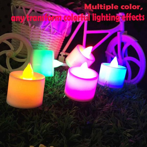 

drop 1 pc creative led candle multicolor color lamp flame tea light wedding birthday party decoration candles