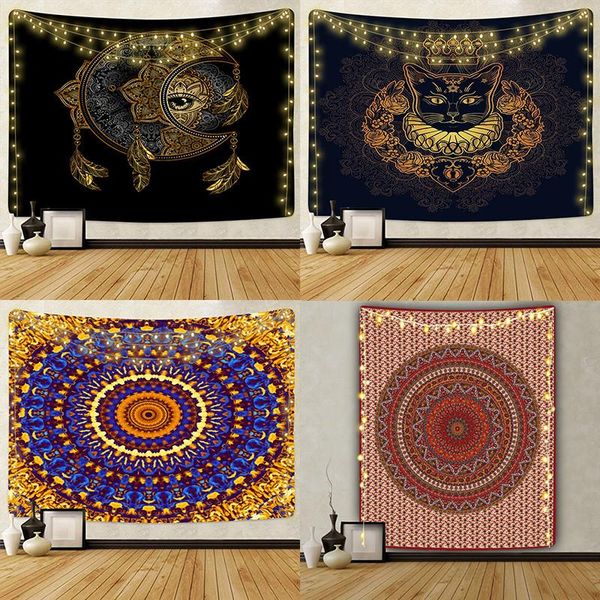 

tapestries mandala tapestry wall hanging hippie polyester home decor blanket fabric bedroom 180Ã230cm with 6m led light