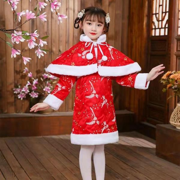

ethnic clothing girls children chinese style retro qipao dress year outfits baby kid hanfu cheongsam tang suit traditional oriental, Red