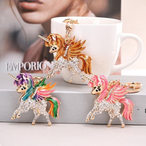 Karikatür Unicorn Anahtar Zincirleri Anahtarlıklar Sevimli Hayvan At Midilli Tasarım PVC Anahtarlıklar Kadın Çantası Charm Anahtar Yüzükler Kolye Parti Favor RRB12237