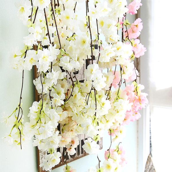 

artificial cherry plum vine silk plant wall real feel home wedding background diy flower arrangement wreath decoration decorative flowers &