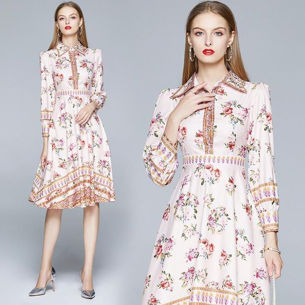 

casual dresses simgent womens long sleeve turn down collar a line printing elegant dress clothes for women robe chemise vestidos sg0822, Black;gray