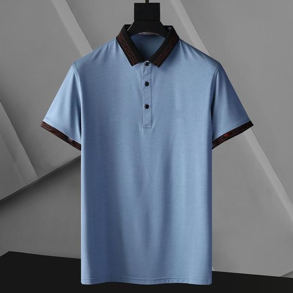 2021SS 100% Baumwolle Herren Poloshirt Sport Reine Farbe Polo Präzisionsstickerei Handwerk Buchstaben Hemden Kontrastfarben 11 Stile Größe M-XXXLSMZD