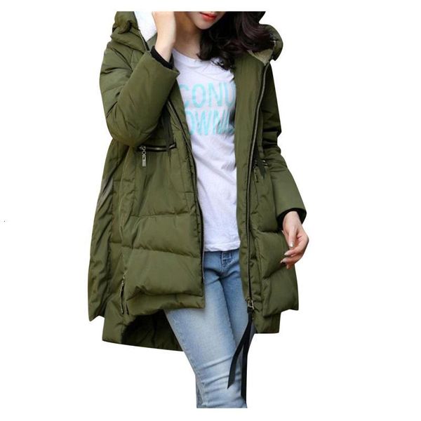 

women's down & parkas winter cotton coat plus size m-4xl zipper big pocket women solid color green outwear jackets hooded thicken coats, Black