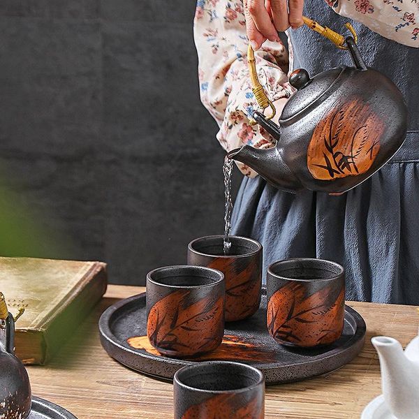 

cups & saucers 1-5pcs/set japanese style teacup set ceramic tea tray hand-painted kung-fu cup cuisine drinkware water stoare