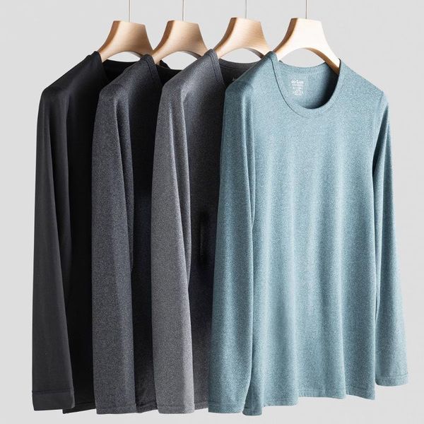 

men's tracksuits warm underwear set with a round collar and long johns 37 degree constant temperature base, Gray