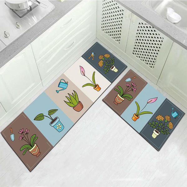 

carpets modern kitchen area rug mats plants non-slip washable household bedroom bedside carpet entrance doormat living room