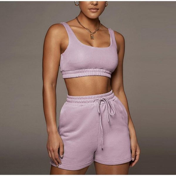 

women's shorts 2021 summer casual sportswear two piece sets women crop and drawstring matching set joggers athleisure outfits, White;black