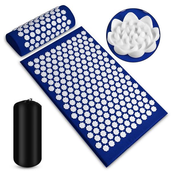 

lotus flower acupressure massage pad spike acupuncture mat and pillow cushion needle applicator for back neck massager yoga mats