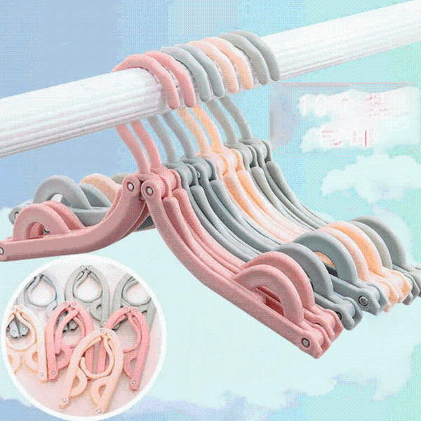 

travel portable folding hanger multi-function stretch clothes plastic towel sock storage rack hangers & racks