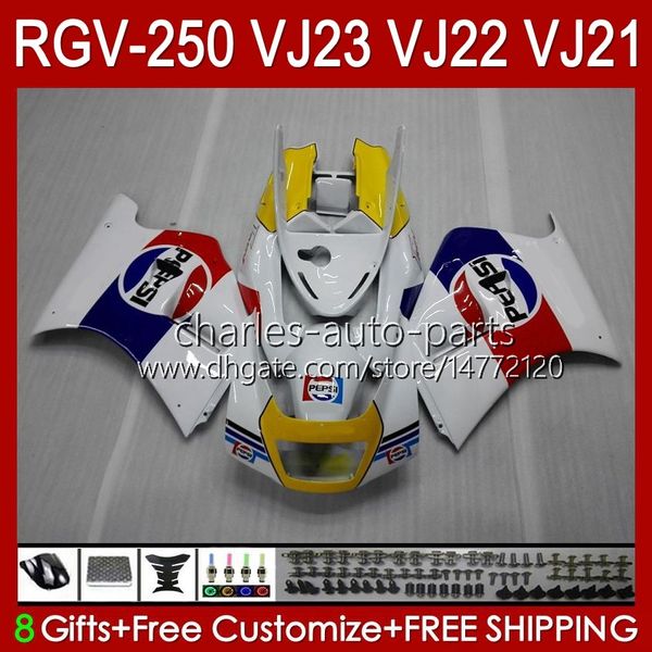 OEM-Verkleidungen für Suzuki RGV250 SAPC VJ23 RVG250 250CC VJ 23 Verkleidung weiß glänzend RGV-250CC 97 98 Karosserie 107HC.6 RGV-250 Panel RGVT-250 RGVT RGV 250 CC 1997 1998 Karosserien