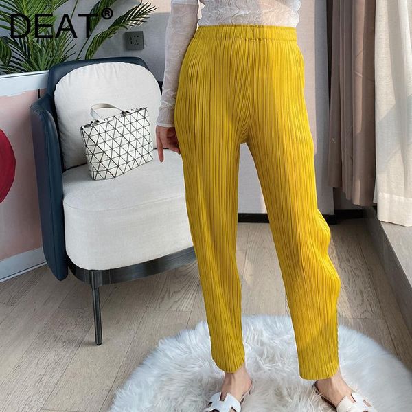 

women's pants & capris women pleated solid high elastic waist casual style simple straight loose trousers 2022 autumn fashion 15ak578, Black;white