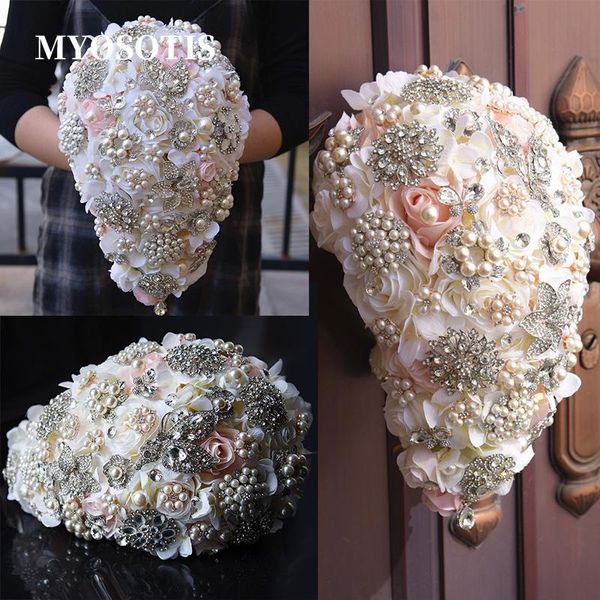 

wedding flowers luxurious ivory flower bouquet white bridal artificial waterfull marriage bride hand