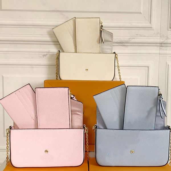 

gradual change mongram gold chain bag lady crossbody handabg quality old flower coin card wallet soft grain leather