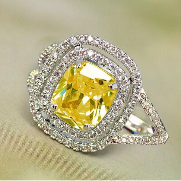 

wedding rings yayi fashion women jewelry ring yellow cz silver color engagement party gift, Slivery;golden