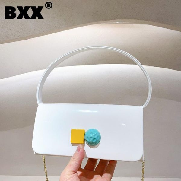 

[bxx] ladies vintage white pu leather bags simple women 2021 fashion shoulder hand bag lady trend handbags purses cb654